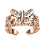 Daisini Butterfly Animal Open Rings Embellished with Swarovski Crystals Quality Brass Jewelry for Women Fashion Accessories - Image 3