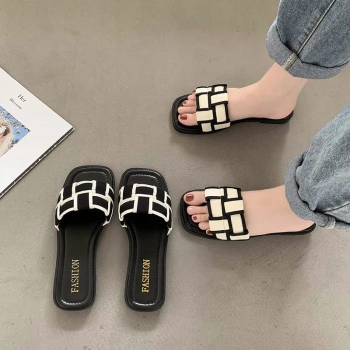 Summer 2025 Braided Flip-flops Women's Open-toe Wear Temperament with Chunky Fashion Slippers, Beach Shoes, Women's Shoes - Image 6