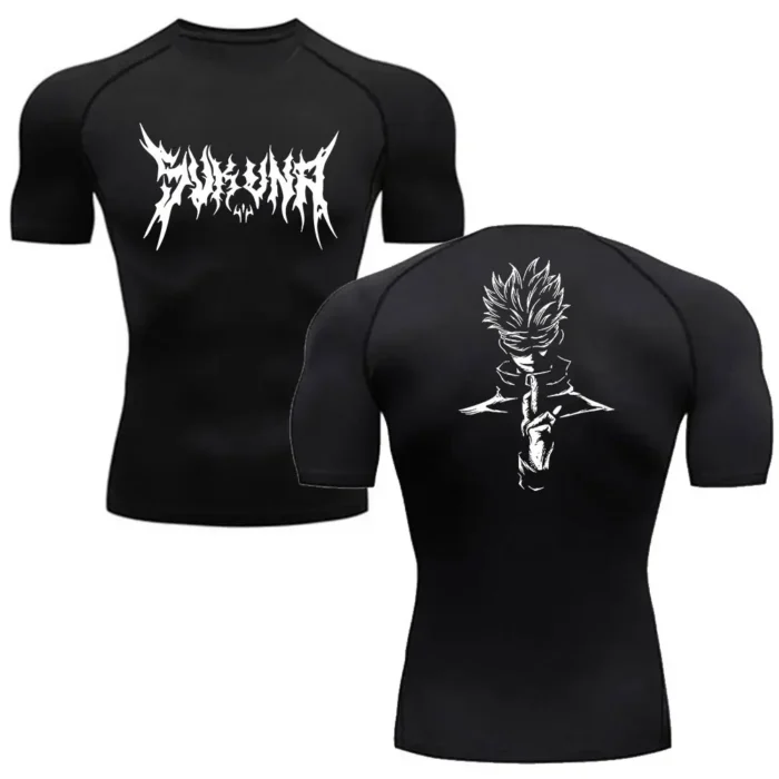 Men's Summer Fitness Gym Sports Running T-Shirt New Hot Selling Anime Jujutsu Kaisen Compression Shirt Short Sleeve S-3XL - Image 4