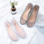 Casual Flat-soled Women Sandals Hollow Out Clear Beach Jelly Shoes Breathable Shallow Mouth Bling Sandals Footwear - Image 4