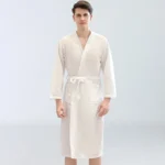 Spring and Summer Waffle Bathrobe Men and Women Sauna Clothing Sweatshirt Robe Men's Water-Absorbent Quick-Drying Homewear - Image 6
