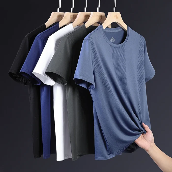 New Men's Short-Sleeved T-Shirt Pajamas Tops Men's Summer Thin Casual Ice Silk Half-Sleeved Body Shirts Men's Ice Feeling Tops - Image 1