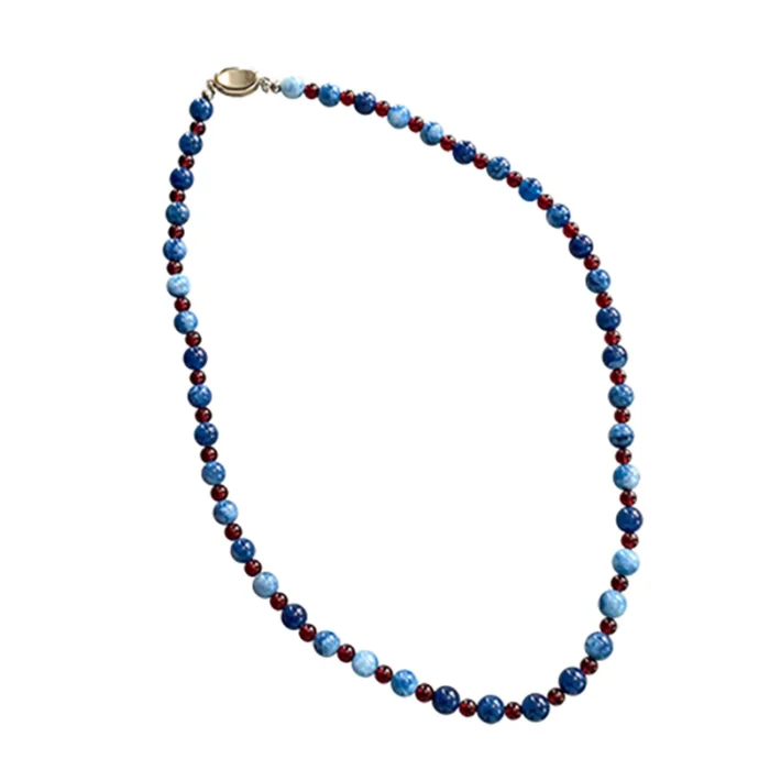 Light Luxury Natural Stone Bead chain Blue Agate Stone Short Necklace 2025 Trendy Jewelry For Women Collarbone Chain Accessories - Image 6