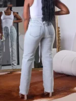 Plus Size Women's Denim Pant High Waist Slim Spring Casual Vintage Beading Jeans Fashion 2025 Streetwear Straight Jeans Trousers - Image 4
