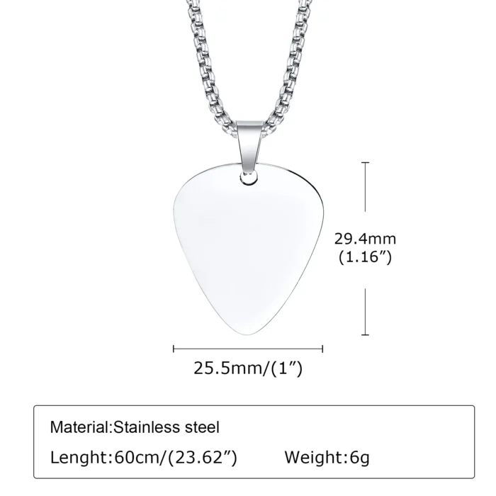 New Trendy Guitar Pick Necklace for Men Boys, Waterproof Stainless Steel Guitar Picks Pendant Collar, Music-lovers Band Jewelry - Image 5