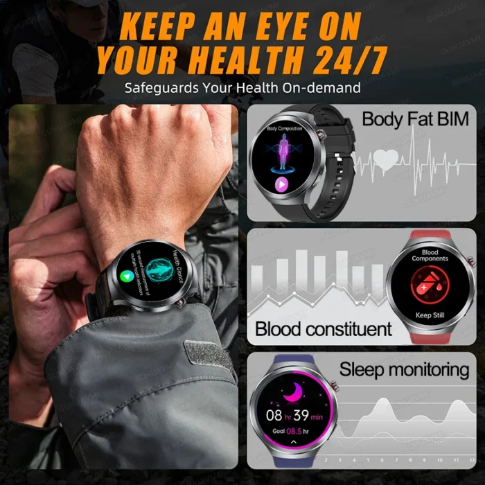 2025 New For XIAOMI Health Trackr Uric Acid Blood lipids Smart Watch Blood Pressure ECG+PPG Clock Body Analysis Smartwatchs Men - Image 3