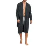 2025 Men's Sleeping Robe Ice Silk Thin Style High End Simple Sleepwear Summer Medium Long Sleeve Bathrobe - Image 5