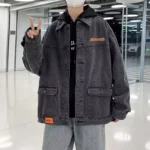 Denim Jacket Men Distressed Turn Down Collar Coats Single Breasted Washed Outerwear Loose Fit Pockets High Street Spring - Image 3