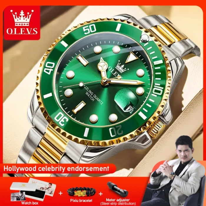 OLEVS 5885 Man Watch Original Brand Waterproof Quartz Watch Stainless Steel Strap Automatic Date Mens Gifts Watches For Man - Image 1