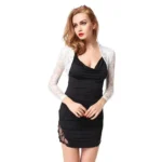 Floral Lace Shrug Bolero Cardigan Casacos Women Clothes Slim Vintage Long Sleeve Cropped Tops Ladies Black Summer Coat Jacket - Image 2