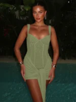 Weird Puss Summer Elegant Dress Women Y2K Chic Low-Neck Jacquard Wrapped Ribbon Bandage Birthday Party Clubwear Midnight Bodycon - Image 2
