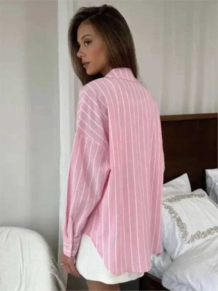 New Summer Women's Fashion Striped Shirt,Long Sleeve Shirt Woman,2025 Woman's Clothing,Summer Tops,Casual Tops For Ladies - Image 5