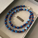 Light Luxury Natural Stone Bead chain Blue Agate Stone Short Necklace 2025 Trendy Jewelry For Women Collarbone Chain Accessories - Image 3