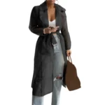 Spring Summer Women Coat Solid Color Turndown Collar Long Sleeve Net YarnWomen Shirt See Through Lace-up Female Long Shirt - Image 4