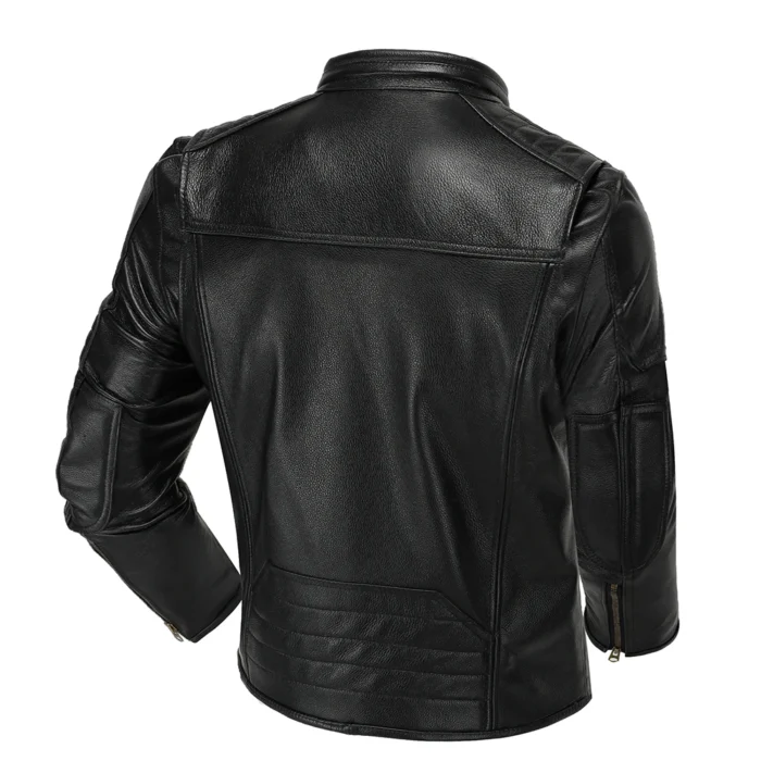 2023 New Motorcycle Causal Vintage Leather Coat Men Autumn Outfit Fashion Biker Pocket Design Top Layer Cow Leather Jacket - Image 6