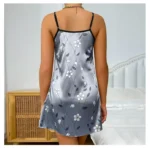 Women's Sleepwear Summer Floral Print Satin Nightgown Casual Sleeveless Backless Slip Night Dress Sexy Nightdress Home Clothes - Image 2