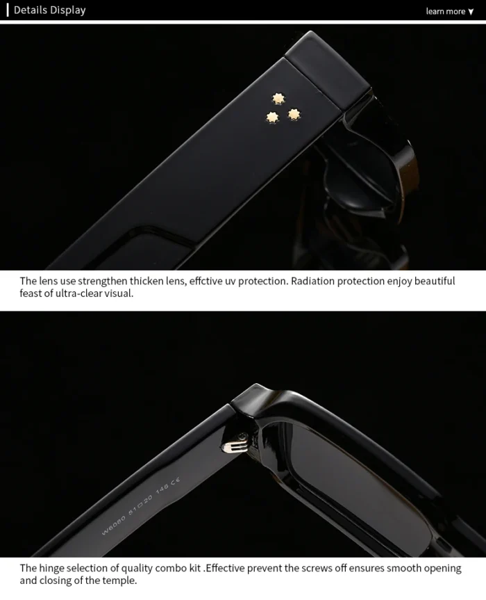 Foreign Trade Cross-Border Popular Sunglasses with Rice Nails European and American Street Photography Ins Popular Model Square - Image 5