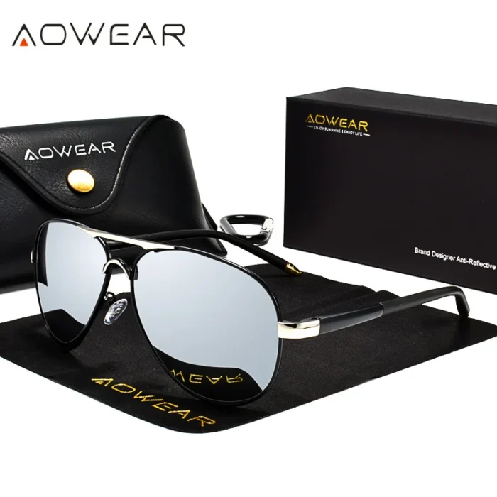 AOWEAR Men's Aviation Sunglasses Men Polarized Mirror Sunglass for Man HD Driving Pilot Sun Glasses lunettes de soleil homme - Image 1