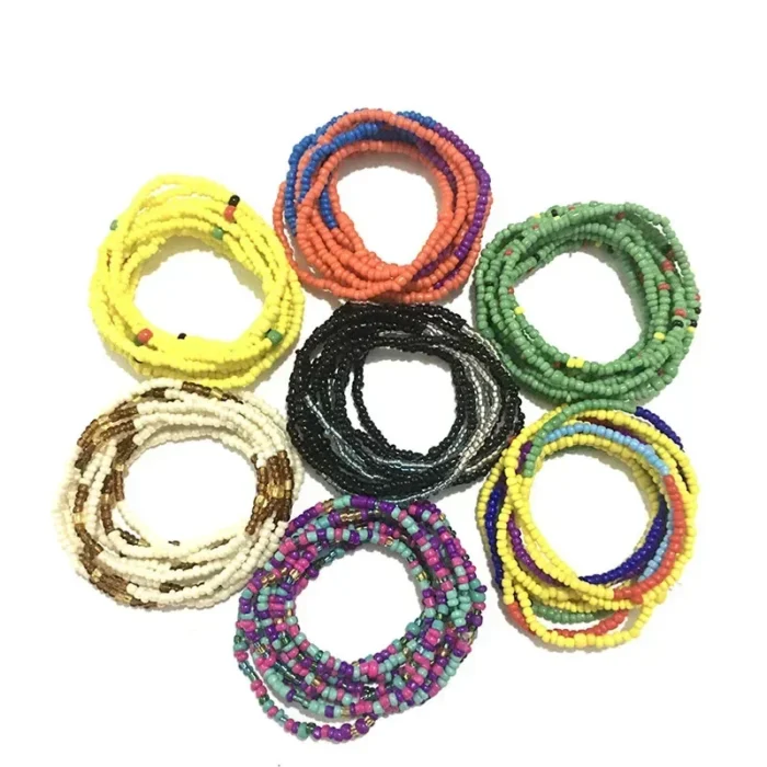 2Pcs/Set New Bohemia Colorful Handmade Beads Waist bracelet Chain Simple Bikini Chain Belly body Chain for Women Beach Jewelry - Image 4