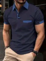 2024 summer explosive men's color matching pocket T-shirt Fashion trend Casual slim-fit POLO shirt High quality sports jumper - Image 4