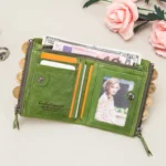 CONTACT'S Genuine Leather Wallets for Women Short Bifold Fashion Women's Purses Card Holder Coin Purse Money Clip Women's Wallet - Image 3