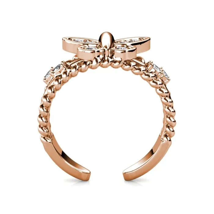 Daisini Butterfly Animal Open Rings Embellished with Swarovski Crystals Quality Brass Jewelry for Women Fashion Accessories - Image 4