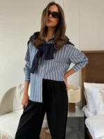 New Summer Women's Fashion Striped Shirt,Long Sleeve Shirt Woman,2025 Woman's Clothing,Summer Tops,Casual Tops For Ladies - Image 3