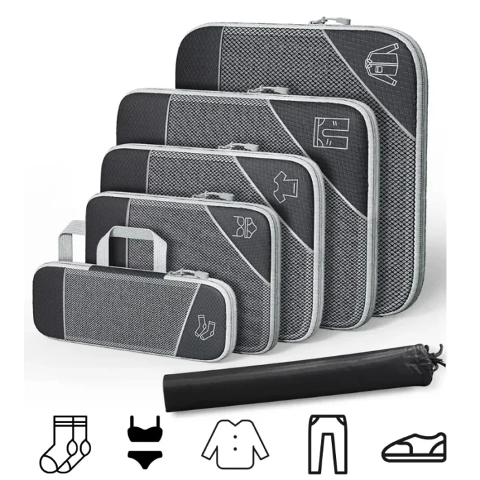 6Pcs Set Travel Storage Organizer Portable Clothes Storage Bags Lightweight Suitcase Bag Compressed Packing Cubes Luggage Bags - Image 1