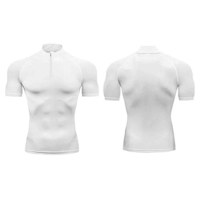 Compression Shirt Men Running Short Sleeve T-shirt Gym Clothes Summer Tight Fitness Polo Shirt Quick Dry Bodybuilding Muscle Tee - Image 3