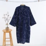 2025 New Men's 100% Cotton Gauze Cotton Robe Loose Thin Yukata Japanese Kimono Pajamas Men's Hooded Robe V-Neck Pajamas Bathrobe - Image 4