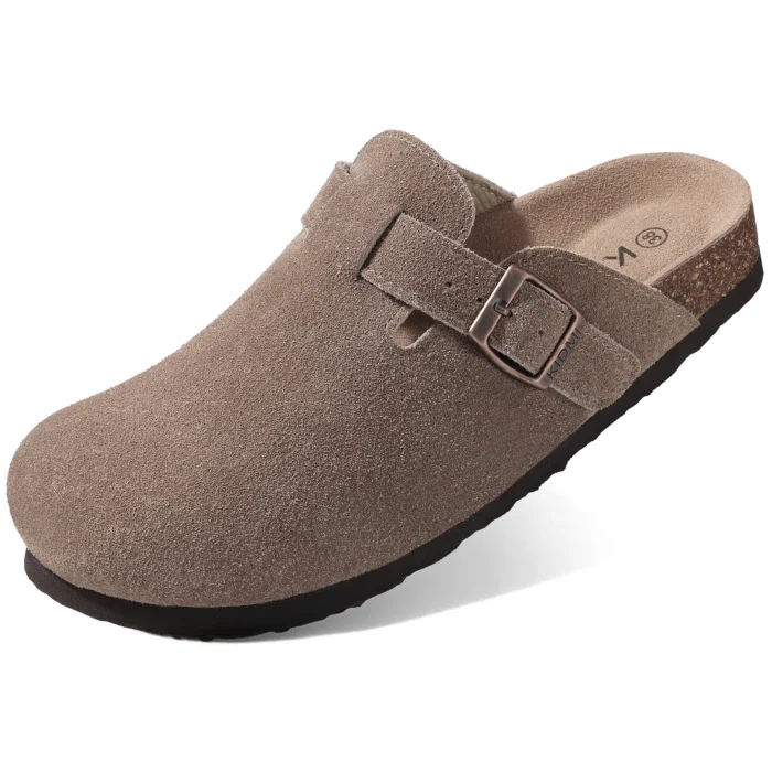 Kidmi New Genuine Suede Clogs for Women Men Clogs Soft Cork Footbed Mules Comfort Potato Shoes with Arch Support Beach Sandals - Image 3