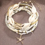 7pc/set Bohemian Rice Beads Starfish Pendant Anklet Set Fashion Summer Beach Sea Shell Multilayer Ankle Bracelet On Foot Jewelry - Image 5