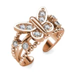 Daisini Butterfly Animal Open Rings Embellished with Swarovski Crystals Quality Brass Jewelry for Women Fashion Accessories