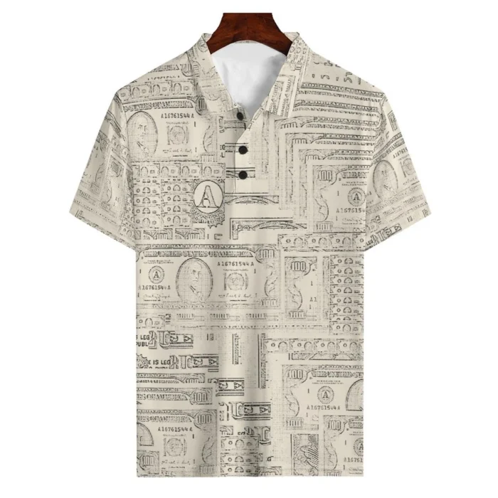 Short Sleeve Money Pattern Men's Fashion Polo T-Shirts Summer Funny US Dollar 3D Printing Street POLO Tops Breathable Casual Tee - Image 2