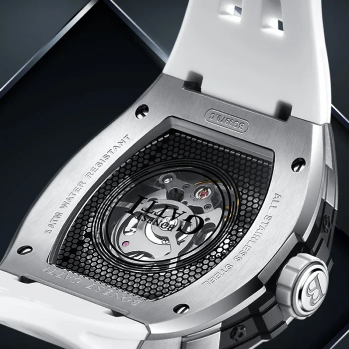 Sapphire Automatic Winding Man Watches Paris Design Tonneau Luxury 316 Stainless Steel Rubber Skeleton - Image 3