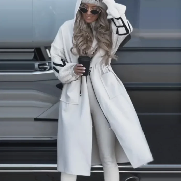 Women Autumn Winter New Fashion Hooded Long Sleeve Loose Cardigan Knitwear Sweater Coat Jackets - Image 1