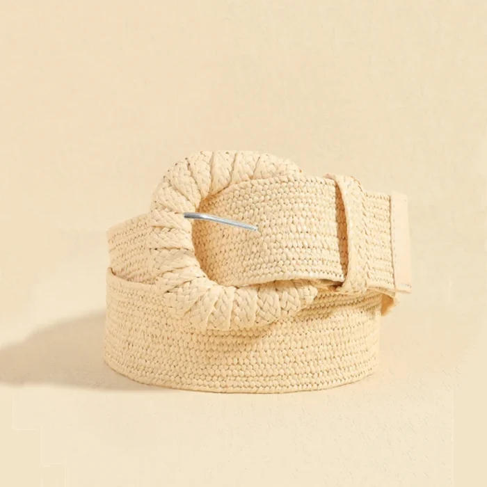 100cm New Retro Women Summer Pin Buckle Belts Fashion Female Braided Wide Belts Designer Woven Elastic PP Straw Girls Waistband - Image 4