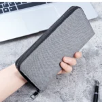 Men Long Wallet Large Capacity Multiple Card Slots Canvas Zippered Purse Business Handbag Card Holder Wallet Coin Bag - Image 4