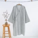 2025 New Men's 100% Cotton Gauze Cotton Robe Loose Thin Yukata Japanese Kimono Pajamas Men's Hooded Robe V-Neck Pajamas Bathrobe - Image 5