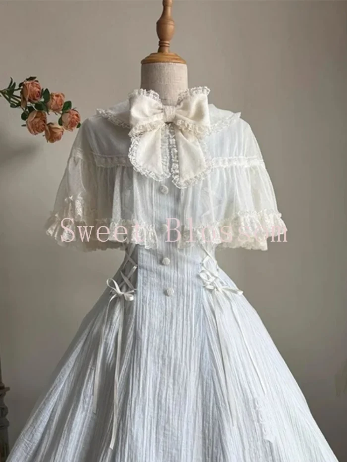 French Elegant Sweet Lolita Dress Women Bow Lace Patchwork Princess Party Dresses New Slim Fashion Hepburn Clothing Summer 2025 - Image 3
