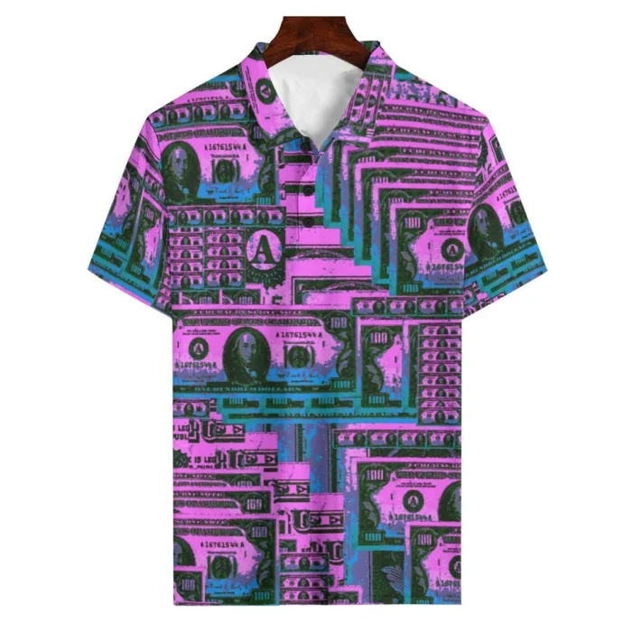 Short Sleeve Money Pattern Men's Fashion Polo T-Shirts Summer Funny US Dollar 3D Printing Street POLO Tops Breathable Casual Tee - Image 4