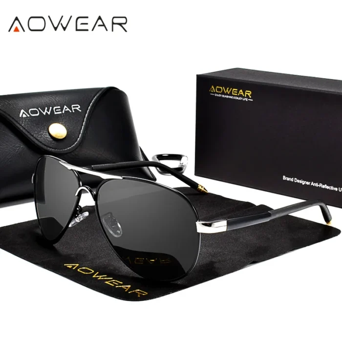 AOWEAR Men's Aviation Sunglasses Men Polarized Mirror Sunglass for Man HD Driving Pilot Sun Glasses lunettes de soleil homme - Image 2