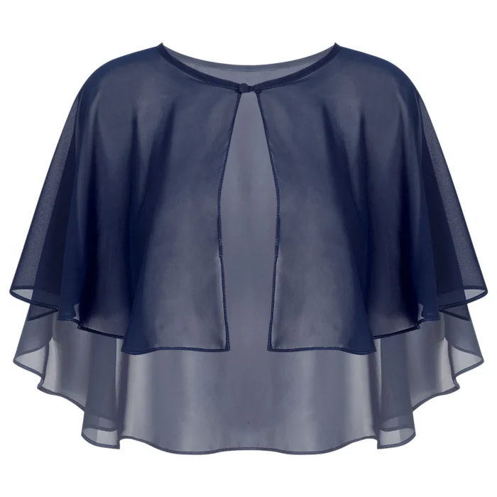 Women Elegant Bolero Wedding Bridal Shawl Top Thiin See-through Chiffon Shrug Femme Mariage Short Jacket Party Dress Cape Coat - Image 3