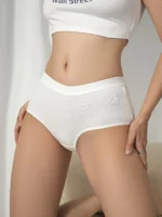 5-Pack Pure Cotton High-Waist Women's Triangle Panties Seamless Fashionable Underwear Girls' Innerwear - Image 2