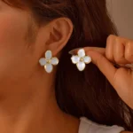 Elegant Pastel Flower Earrings for Women, Pink Floral Studs Summer Earrings, Stainless Steel Hypoallergenic Jewelry - Image 2