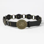 European and American retro street fashion hollow ring pu leather splicing characteristic waist belt - Image 2