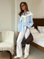 New Summer Women's Fashion Striped Shirt,Long Sleeve Shirt Woman,2025 Woman's Clothing,Summer Tops,Casual Tops For Ladies - Image 2