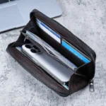 Men Long Wallet Large Capacity Multiple Card Slots Canvas Zippered Purse Business Handbag Card Holder Wallet Coin Bag - Image 5
