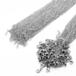 100pcs/Lot Bulk Wholesale 304 Stainless Steel Cable Link Rolo Chain Necklace for DIY Jewelry Making Silver Color 45-50cm Women - Image 3