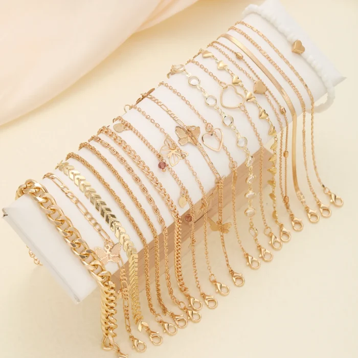 20 Pcs/Set Bohemian Twisted Snake Chain Anklet For Women Summer Beach Vintage Simple Foot Ankle Bracelet On Leg Jewelry Gifts - Image 2